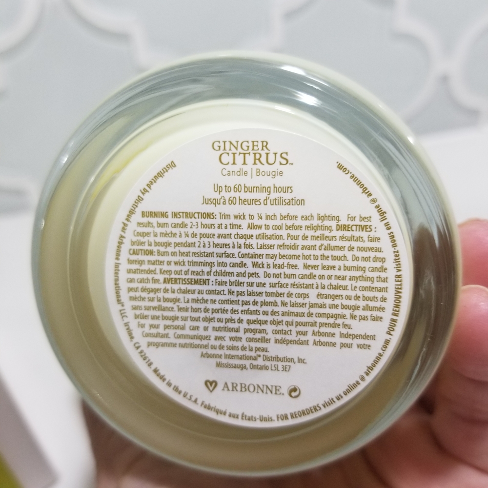 Arbonne Classic Ginger Citrus Candle - Picture 5 of 6